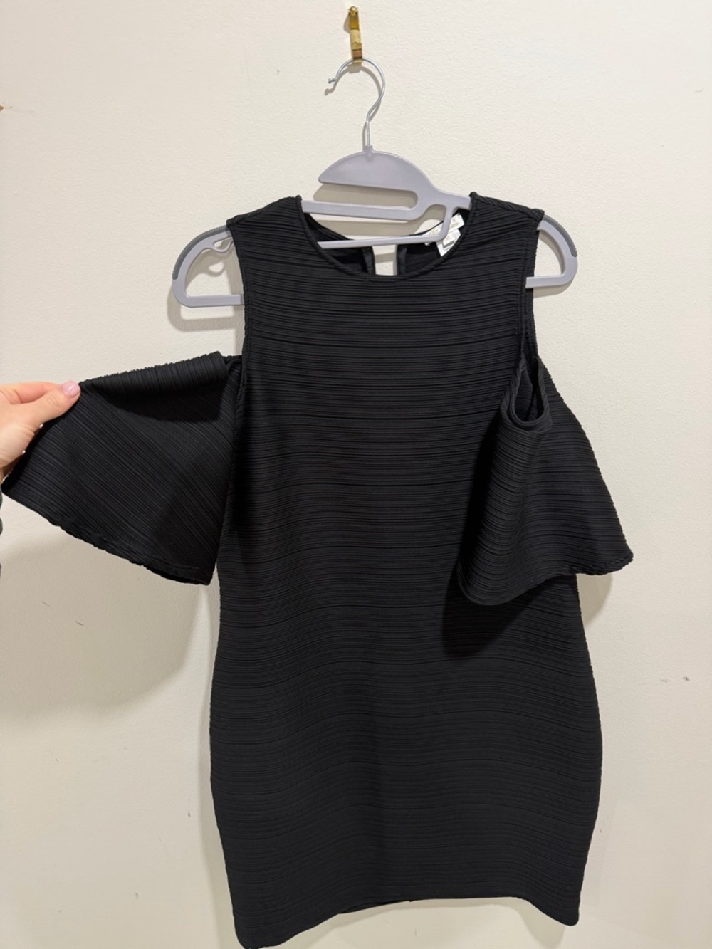 Shoshanna Black Cold-Shoulder Midi Dress